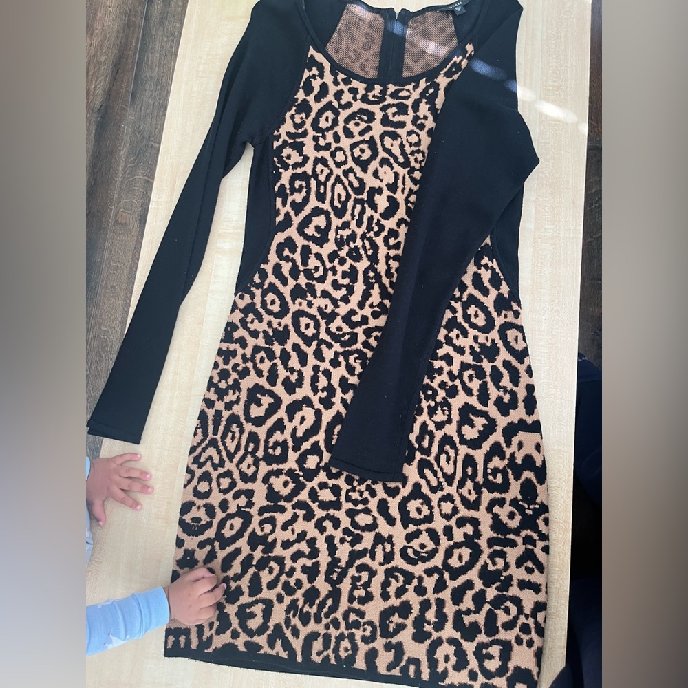 Guess leopard print mini dress, stretched, size M, back zippered, worn twice
